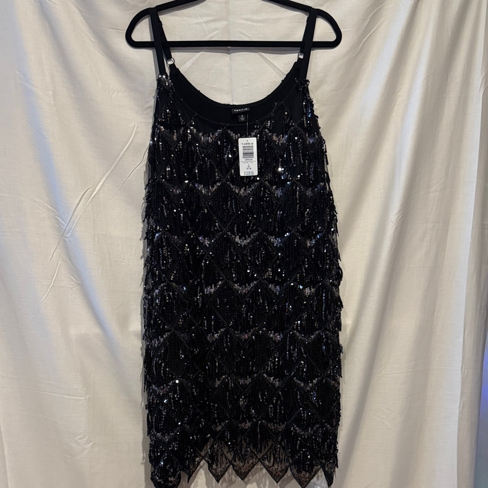 Torrid Black Sequin Fringe Midi Dress